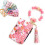 Women's Boho Beaded Wallet with Flower Pattern Dark Pink 1