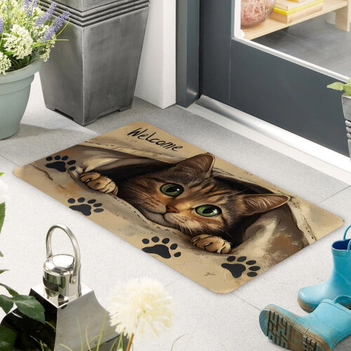 AuroraX Black Welcome Mat Front Door 18x30 Inch