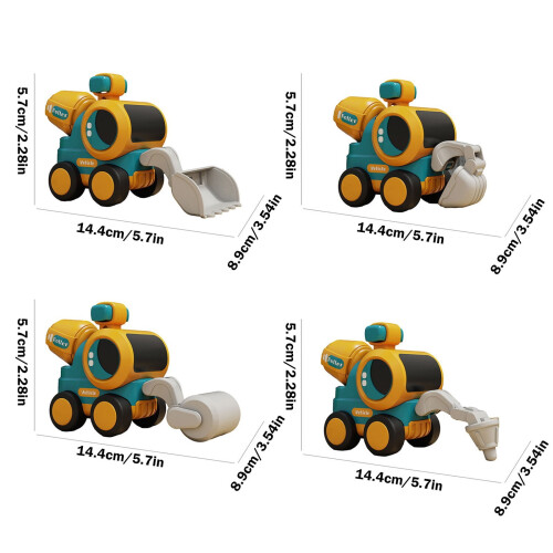 Construction Vehicle Toy Set Friction-Powered 4-Pack 2