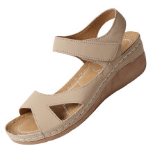 Khaki Women's Wedge Sandals Open Toe Thick Sole 1 Pair