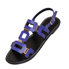 Women's Blue Open-Toe Block Heel Sandals Synthetic EU42