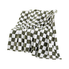 Mint Green Checkered Flannel Blanket Soft Throw 39.37 x
