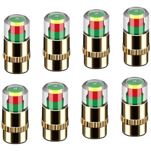 TPMS Valve Caps 2.4 Bar Copper Core 8PCS Gold