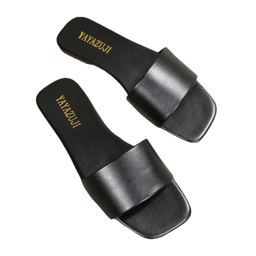 Women's Black Open-Toe Slides Size 5.5