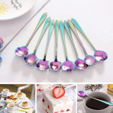Clearance! 8Pcs Rainbow Flower Spoon Set—Stainless Teaspoons for Coffee/Tea/Sugar/Ice, Compatible with Kitchen Use