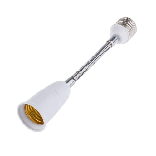 E26 to E26 Light Socket Extender, Flexible Extension Socket Adapter for Medium Base Lamps Bulb Security Cameras Home Corners (20CM/8inch, 1 Pack)