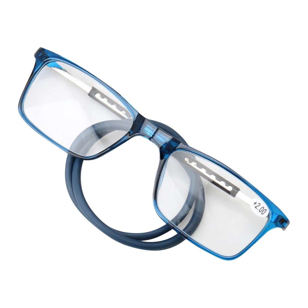 Men's Reading Glasses Folding Magnetic Neck Holder Blue 3.5