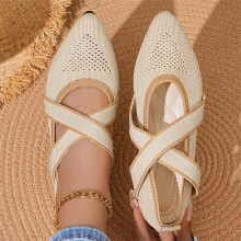 Willtoo Women's Mary Jane Ballet Flats Round Toe Knit