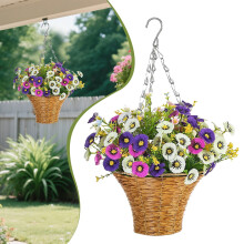 Artificial Hanging Flower Basket 12x10 in