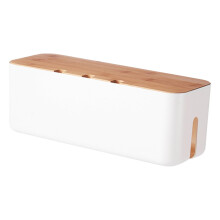 Cable Organizer Box with Wood Lid Plastic 1 Pack