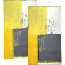 Abstract Hand Towels Grey Yellow Set of 2 15.7x27.5 Inch