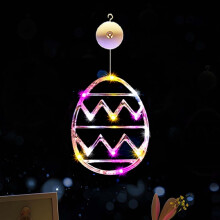 Easter LED Egg String Lights with Suction Cups, Battery-Powered, Warm White, Timer, Waterproof, Indoor/Outdoor Window Decor, Compatible with Easter