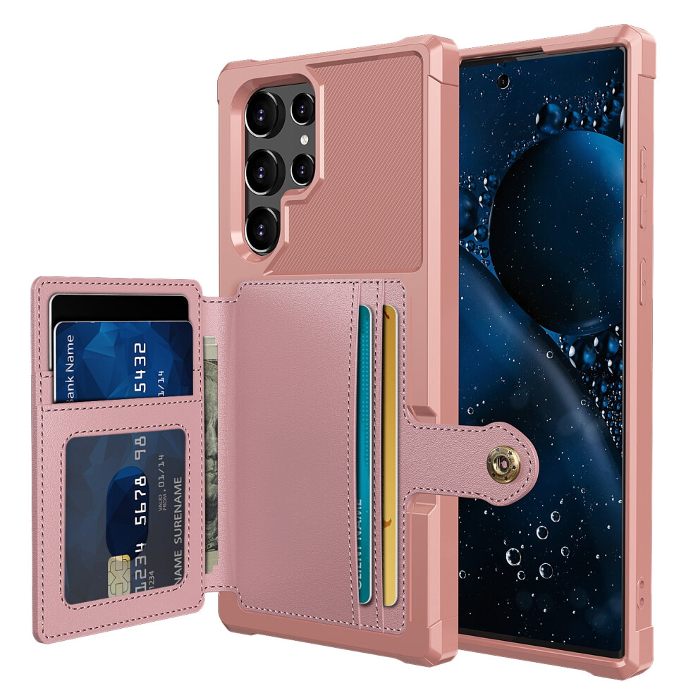 Samsung Galaxy S22 Ultra Leather Flip Wallet Case Rose Gold 962029141495