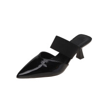 Black Heeled Sandals for Women Closed Toe Pointed Stiletto