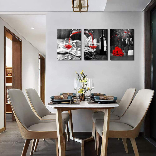 Ensemble de 3 décorations murales de cuisine en noir et blanc 2