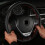 Hand-sewn leather steering wheel wrap with embossed pattern 8