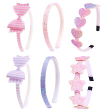 Girls Headbands Glitter Bow Heart Star 6 Pack