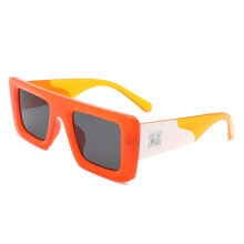 Vintage square sunglasses orange-yellow frame dark gray