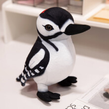 Woodpecker Plush Toy 9.85 Inches Black and White