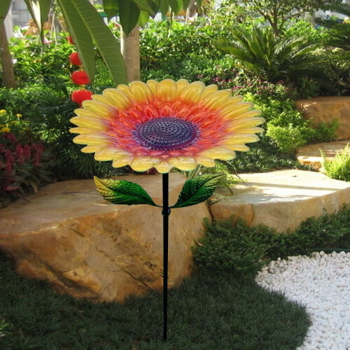 Metal Sunflower Bird Feeder Stake Flower Tray Rust-Proof