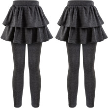 Girls School Uniform Pants with Skirt, Stretch Warm