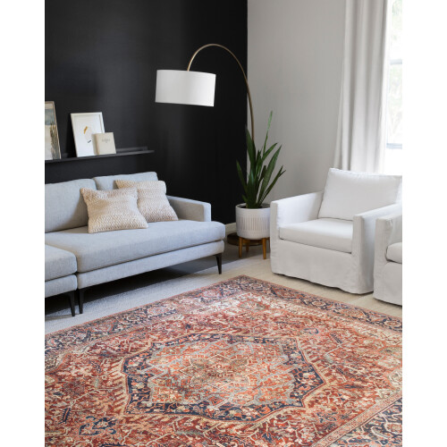 Layla Oriental distressed red navy area rug 2