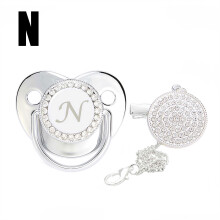 Baby Pacifier with Rhinestone Clip Personalized Initials