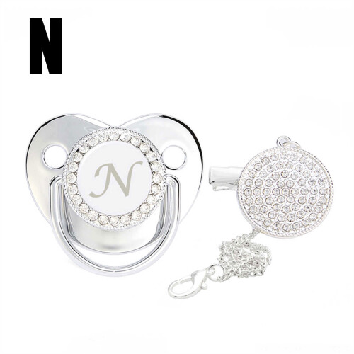 Baby Pacifier with Rhinestone Clip Personalized Initials