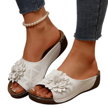 Willtoo Women's Wedge Sandals Flower Flat Open Toe Platform