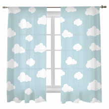 Blue Sky Clouds Voile Curtains 52x72 in Light Filtering