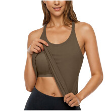 Regata feminina estilo nadador com sutiã embutido, ideal para exercícios, ioga e uso casual. Modelagem justa, elástica, sem costuras, com leve