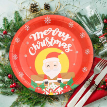Santa Christmas Paper Plates 9 inch Multicolor 16 Pack