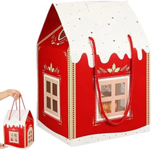 3D Pop Up Christmas Cottage Gift Box Red 1PC