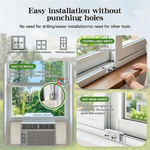 Window AC Bracket with Security Lock,No Drill Air Conditioner Support Bracket for Window,AC Window Support 1