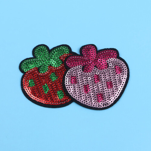 Strawberry sequin patch DIY kit for clothing, 20 pcs