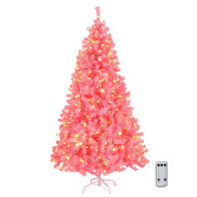 Pink Pre-Lit Christmas Tree 6 Ft with 250 Warm White LEDs
