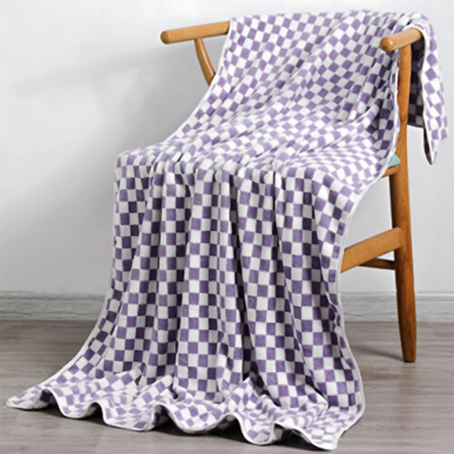 Velvet Bath Towel Checkerboard Grid 70x140cm