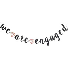 Bannière « Nous sommes fiancés », décorations noires pour enterrement de vie de jeune fille/fiançailles, guirlandes pour fête de