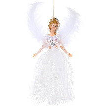 Christmas Angel Hanging Ornament 7.5in, Fairy Tree Topper Pendant – Compatible with Christmas Trees, Indoor/Outdoor Decor