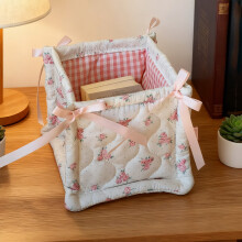 Small Cotton Woven Storage Basket for Makeup, Bathroom, Desk – Trinkets, Remotes, Office Supplies, Home Decor – Compatible with Home Organization