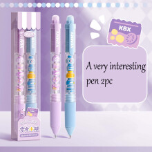 Conjunto de canetas apagáveis com 2 canetas apagáveis de 10ml por pacote, canetas de tinta gel recarregáveis e retráteis, canetas apagáveis com