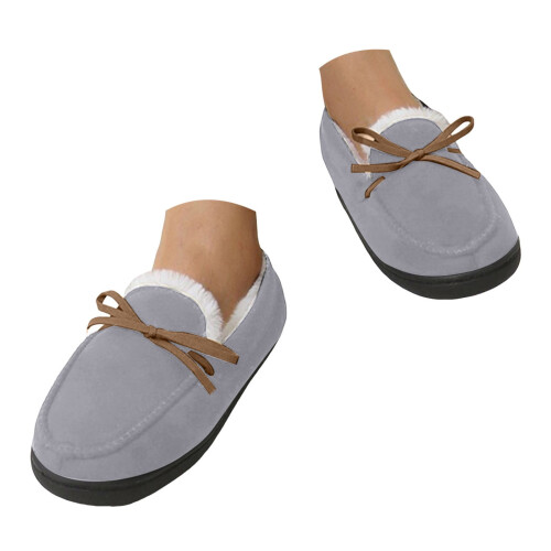Pantufas mocassim femininas de camurça, quentinhas e macias, para uso interno e externo. 1