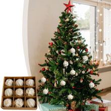 Christmas Balls Set, 9pcs 8CM Christmas Set Christmas Scene Layout Christmas Tree Decoration Hanging Box Pendant, 8cm/3.15in