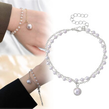 Pearl Pendant Necklace Women Double Layer 1 Piece