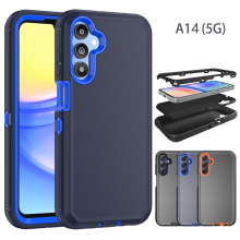 Kompatibel mit Samsung Galaxy A14 5G: Robuste, stoßfeste und staubdichte Handyhülle mit schwarzem Gürtelclip, erhältlich in Blau und Dunkelblau