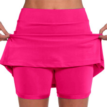 Women's solid-color mid-rise skorts with pockets Hot Pink M