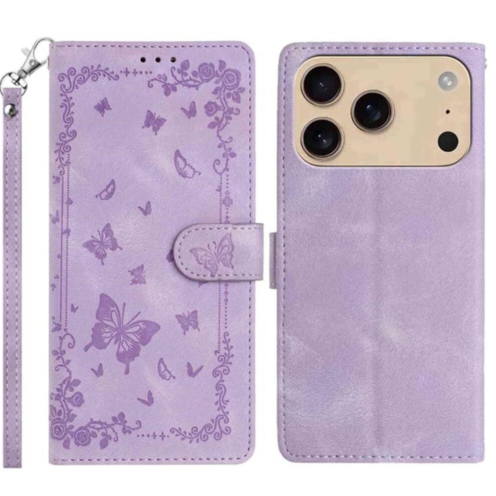 Butterfly Wallet Case For Iphone 17 Pro 6.3 Inch Purple 968604576720