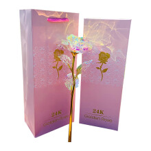 Rose Flower Present Golden Foil, 24K Colorful Rose Artificial Flower Great Gift for Mother'S Day, Birthday, Anniversary Hot Sale
