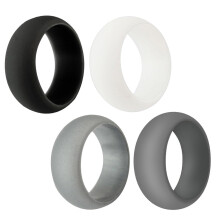 Bagues de mariage en silicone (lot de 4) pour hommes et femmes, élastique flexible pour un style de vie moderne (noir)
