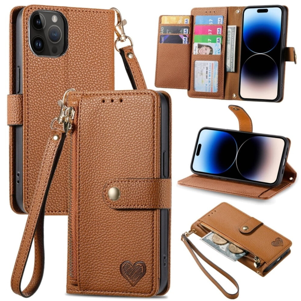 Leather Wallet Case For Iphone 15 Pro Max With Zipper 974856082780